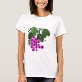 Camiseta uvas roxas e folhas verdes