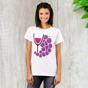 Camiseta Uvas Roxas Minimalistas e Copo de Vinho