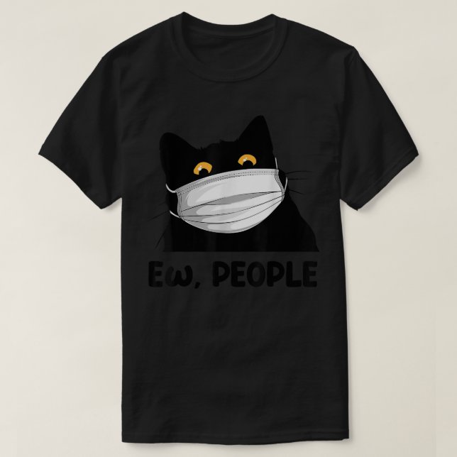 Camiseta Uw pessoas engraçada Máscara de Gato Preto para mu (Frente do Design)