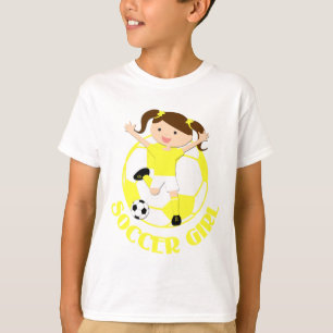 Camiseta V2 amarelo e branco da menina 1 e da bola do