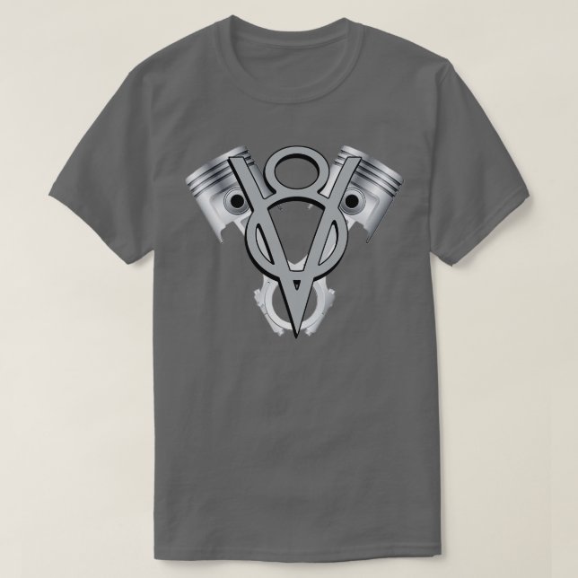 Camiseta V8 Motor piston American Muscle car (Frente do Design)