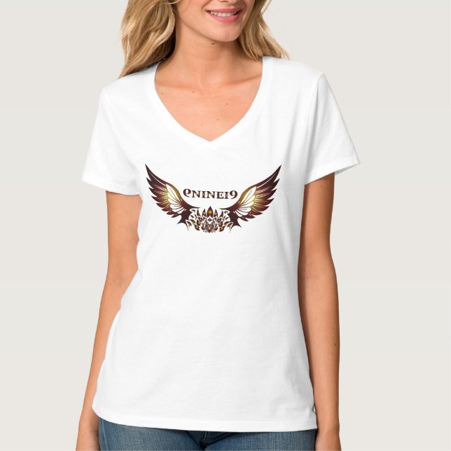 Camiseta V de Mulheres nine9 (Frente)