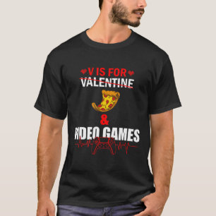 Camiseta V Dia É para Amantes de Pizza e Video Games Gamer 