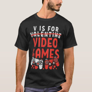 Camiseta V é para Namorados Engraçados de Video Games Menin