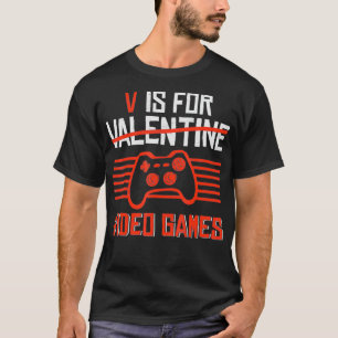 Camiseta V É Para O Dia de os namorados Engraçado Gamer Bo