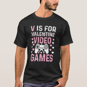 Camiseta V é para o Dia de os namorados Gamer Mens Boy