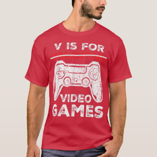Camiseta V é para Videos games Dias de os namorados engraça