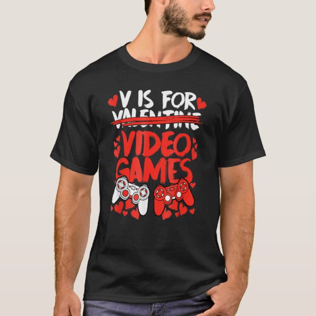 Camiseta V É Para Videos games Dias de os namorados Engraça (Frente)