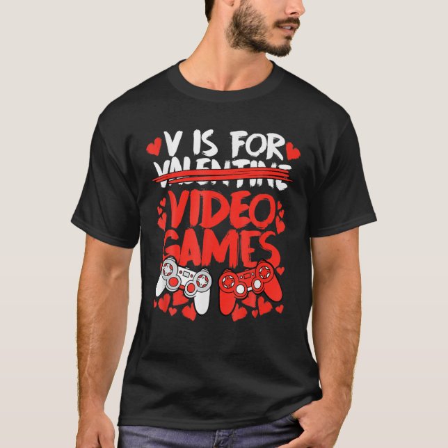 Camiseta V É Para Videos games Dias de os namorados Engraça (Frente)