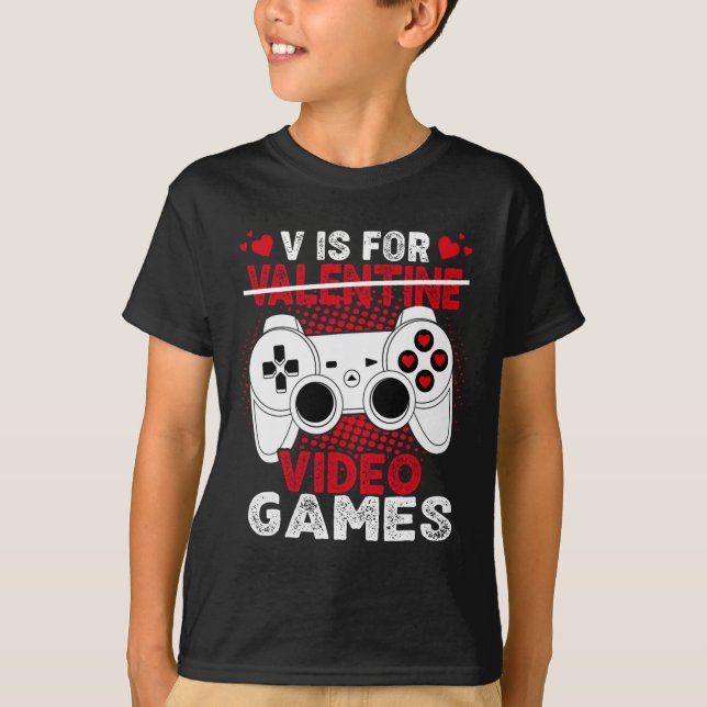 Camiseta V É Para Videos games Gamer Boys Men (Frente)