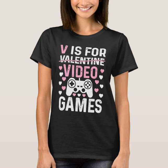 Camiseta V é para Videos games Gamer Mens Bo (Frente)
