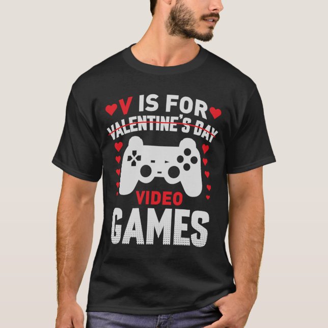 Camiseta V é para Videos games Gamer Mens Bo (Frente)