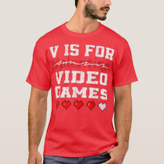 Camiseta V é para videos games, jogos de dia de os namorado