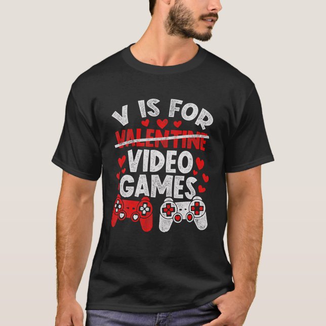 Camiseta V É Para Videos games Jovens Jogadores (Frente)