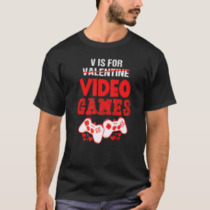 Camiseta V É Para Videos games Rapazes Dia de os namorados