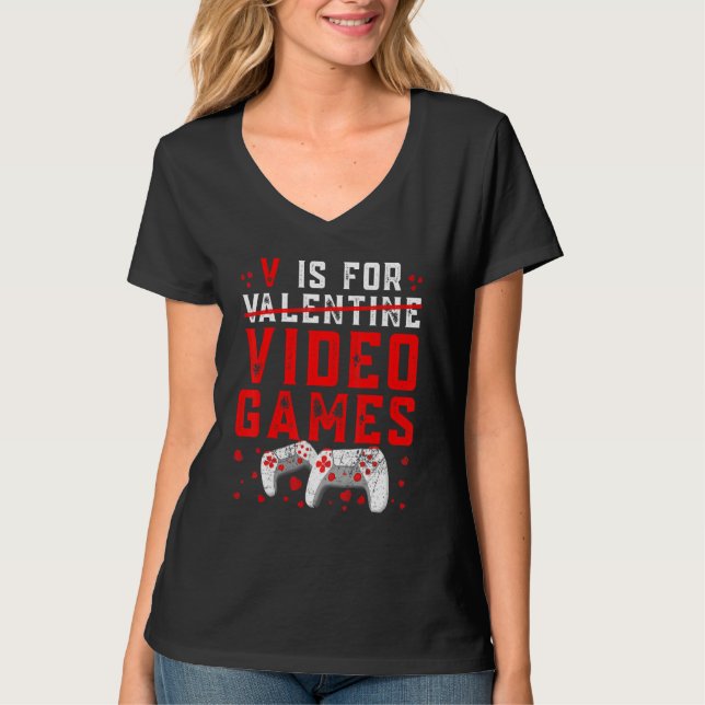 Camiseta V Is For Valentine Video Games Cool Controllers Ga (Frente)