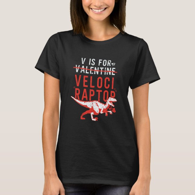 Camiseta V is for Velociraptor Boys Dino Valentines Day (Frente)