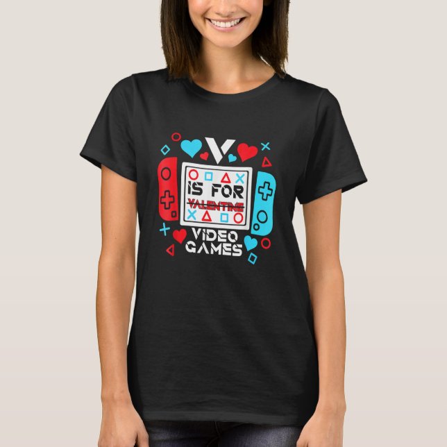 Camiseta V Is For Video Games Controller Game Valentines Da (Frente)