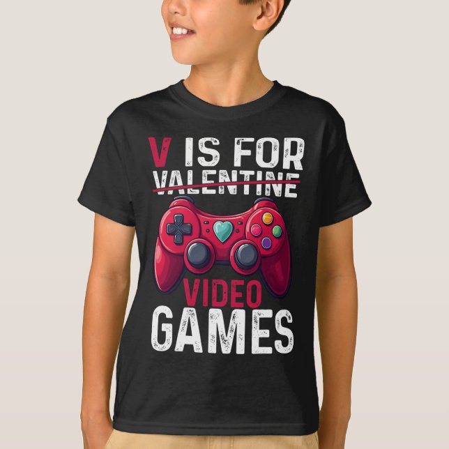 Camiseta V Is For Video Games Valentine Gamer Valentines Da (Frente)