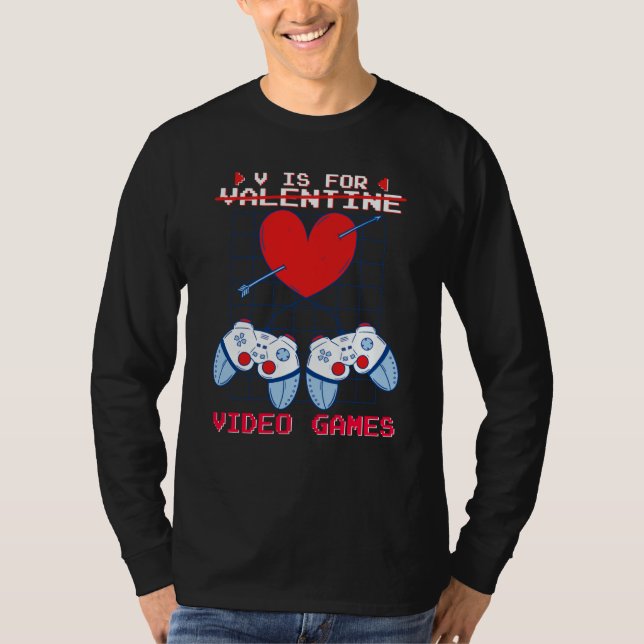 Camiseta V is for Video Games Valentines Day Gamer Boys Gam (Frente)
