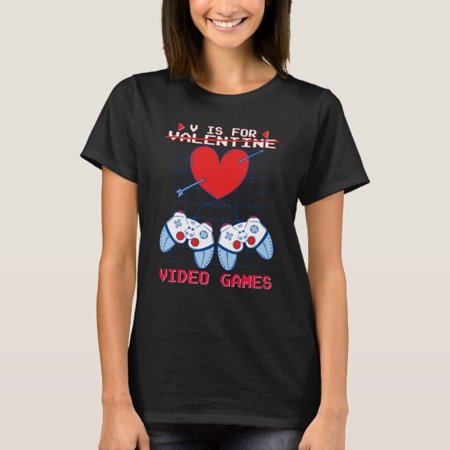 Camiseta V is for Video Games Valentines Day Gamer Boys Gam (Frente)