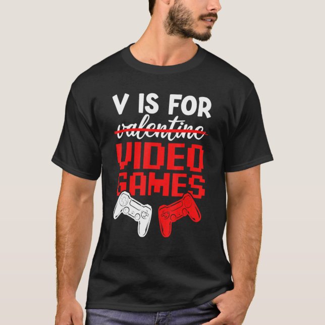 Camiseta V Is For Video Games Valentines Day Gamer Boys Kid (Frente)