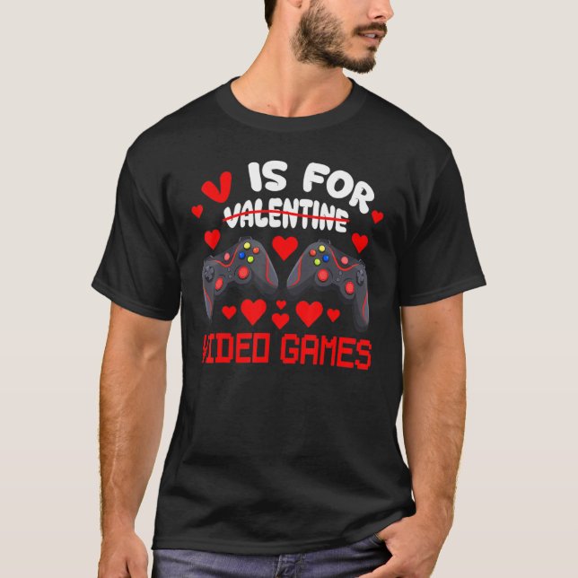 Camiseta V Is For Video Games Valentines Day Gamer Men Teen (Frente)