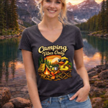Camiseta V-Neck Vibrações de Camping Só Sentem-se