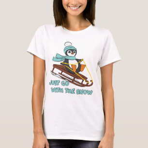 Camiseta Vá Com O Pinguim De Neve Que Dorme Com O Pinguim