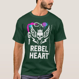 Camiseta Vá Coração Rebelde Asas Caveira Punk Arte de Rua