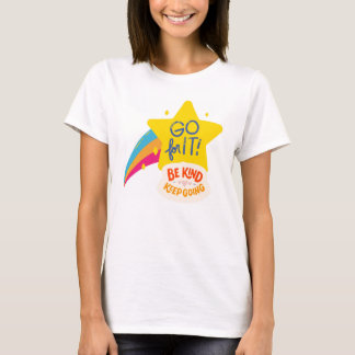 Camiseta Vá Em Frente!" Estrela motivacional e arco-íris