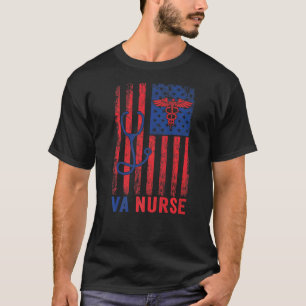 Camiseta Va Enfermeira Americana Flag Patriótico Medical Wo