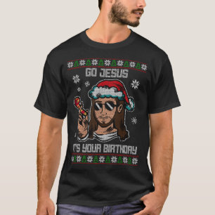 Camiseta Vá Jesus, é seu aniversário, doce de Natal feio