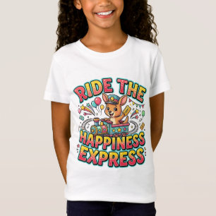 Camiseta Vá no Expresso da Felicidade Trem de Canguru Fofo 