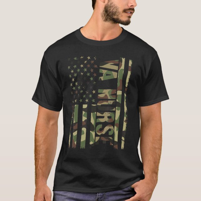 Camiseta VA Nurse Camouflage American Flag Patriotic Nurse  (Frente)