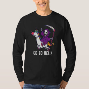 Camiseta Vá Para O Inferno Spooky Grim Reaper Dirigindo Uma
