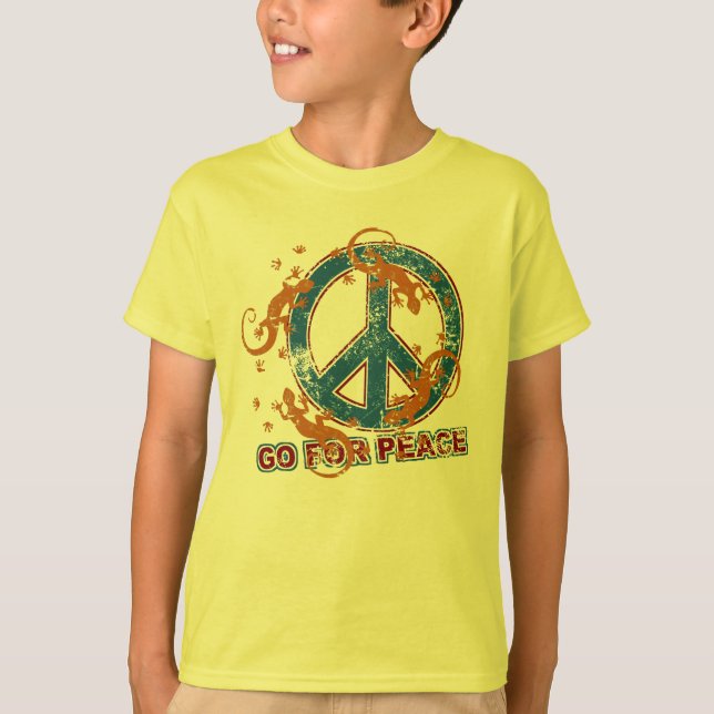 Camiseta VÁ PARA PEACE Geckos grunge + seu backgr. (Frente)
