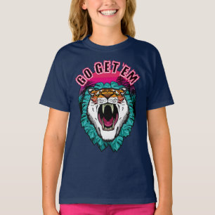 Camiseta Vá pegá-los - Design de Gráfico de Rosto Tiger