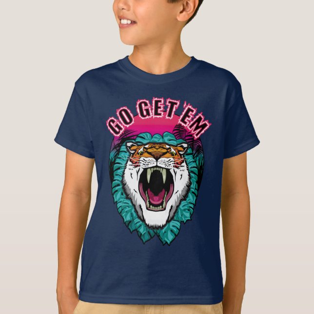 Camiseta Vá pegá-los - Design de Gráfico de Rosto Tiger (Frente)