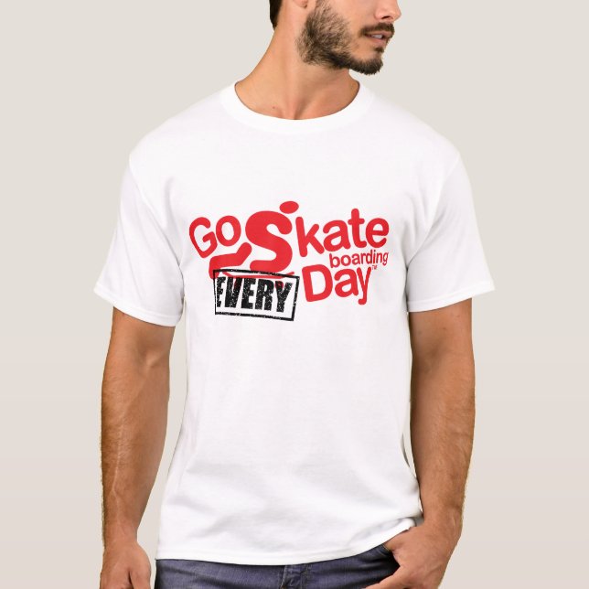 Camiseta vá skateboarding "cada" t-shirt do dia (Frente)
