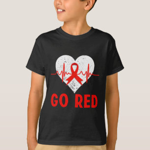 Camiseta Vá Vermelho Em Fevereiro Conscientização sobre Cân
