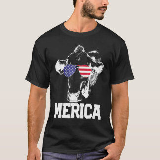 Camiseta Vaca 4 de 7 Bandeira da Moorica Merica América EUA