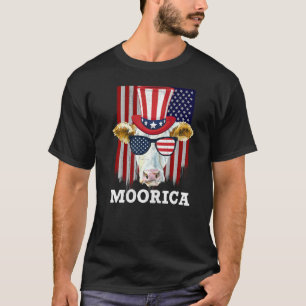 Camiseta Vaca 4 de Julho Bandeira Americana Vaqueira Mooric
