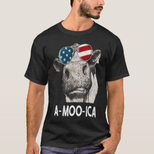 Camiseta Vaca A Moo Ica Novilha Bandeira Americana 4 de Jul