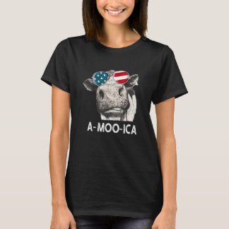 Camiseta Vaca A Moo Ica Novilha Bandeira Americana 4 De Jul