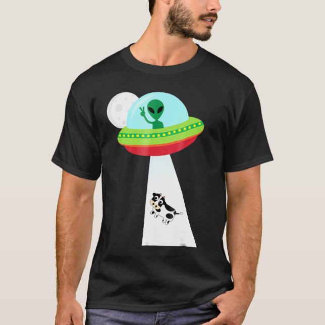 Camiseta Vaca Abdução de Alien Ficção Científica Ovni (Frente)