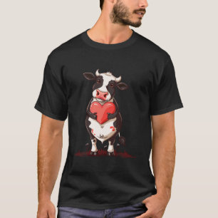 Camiseta Vaca Abraçando Coração de Valentim Vaca Animal Cor