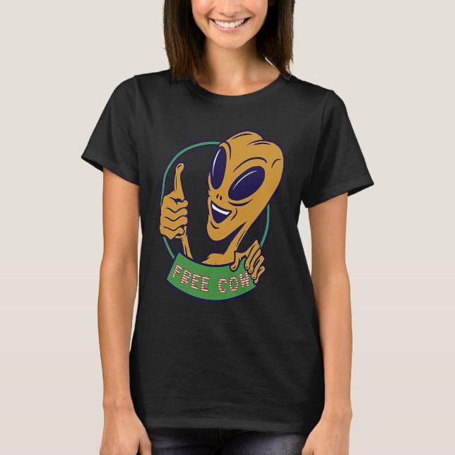 Camiseta vaca alienígena espaço aliens óvni grátis (Frente)