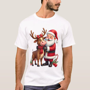 Camiseta Vaca Alta de Natal com Papai Noel Escocesa Vintage