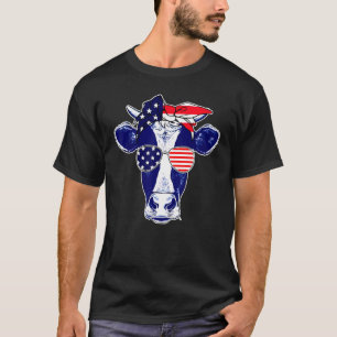 Camiseta Vaca Americana Fazendeiro Patriótico Vaca 4 De Ju